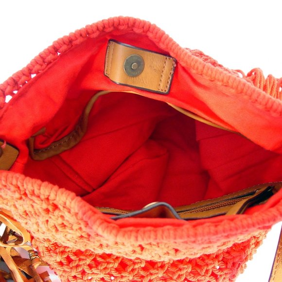 LUCKY BRAND Red Macrame Fringe Crossbody Bag - Picture 5 of 6